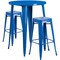 Emma and Oliver Commercial Grade 30" Round Metal Indoor-Outdoor Bar Table Set, 2 Backless Stools
